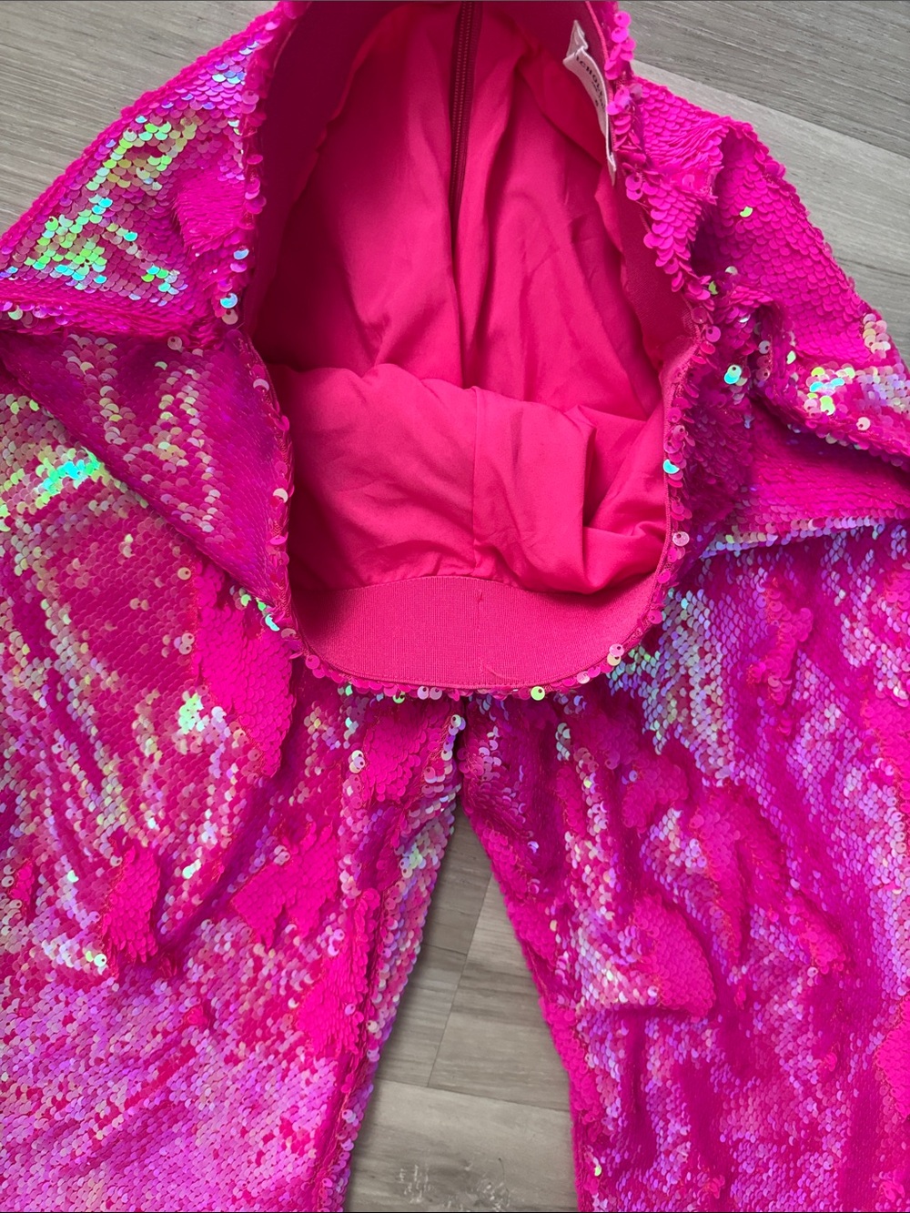 Iridescent Hot Pink Sequin Flare Pants - Picture 3 of 7